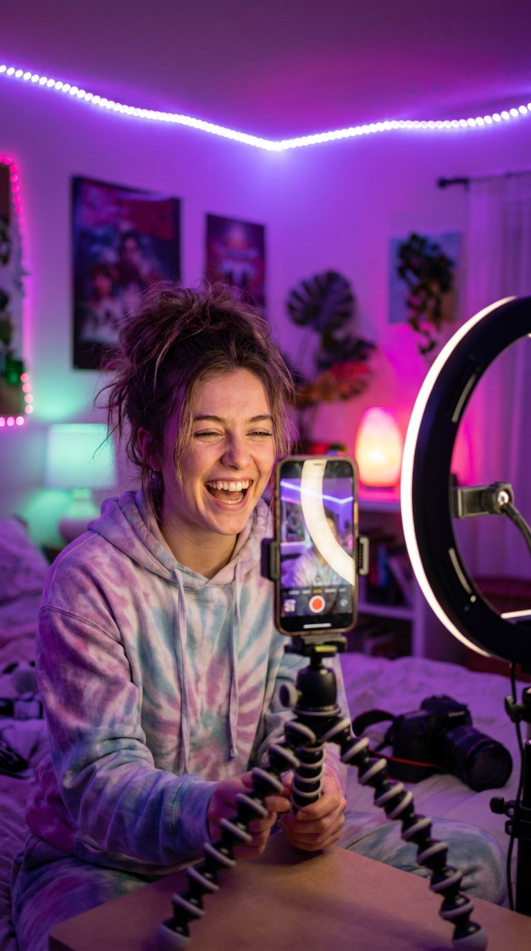 Streamer live på TikTok med VYRA-overlay